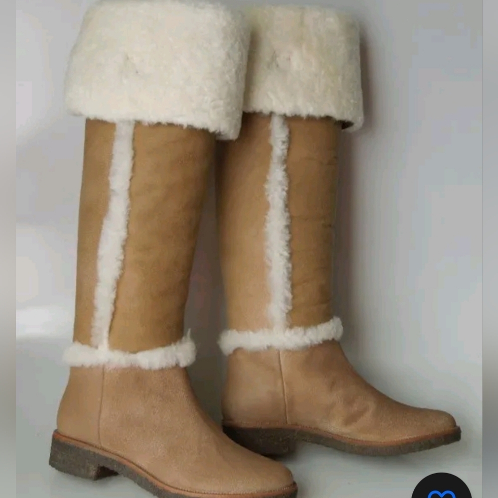 Sale❗Diane von Furstenberg Tamara GENUINE Shearling 8 Sheepskin OTK Boots LUXURY - Picture 6 of 16